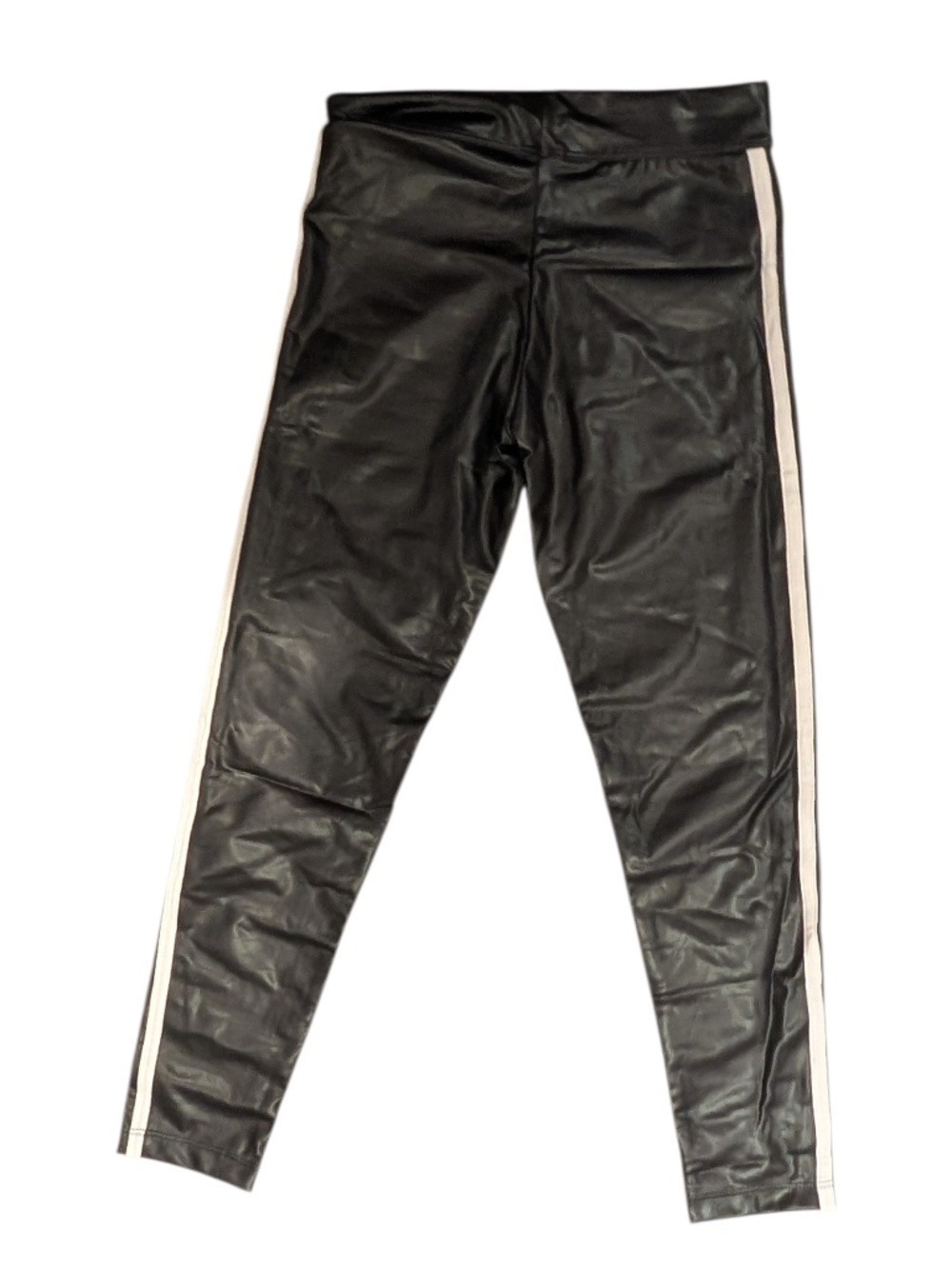 FLOWERS BY ZOE black & white faux leather leggings - size L (approx 12)